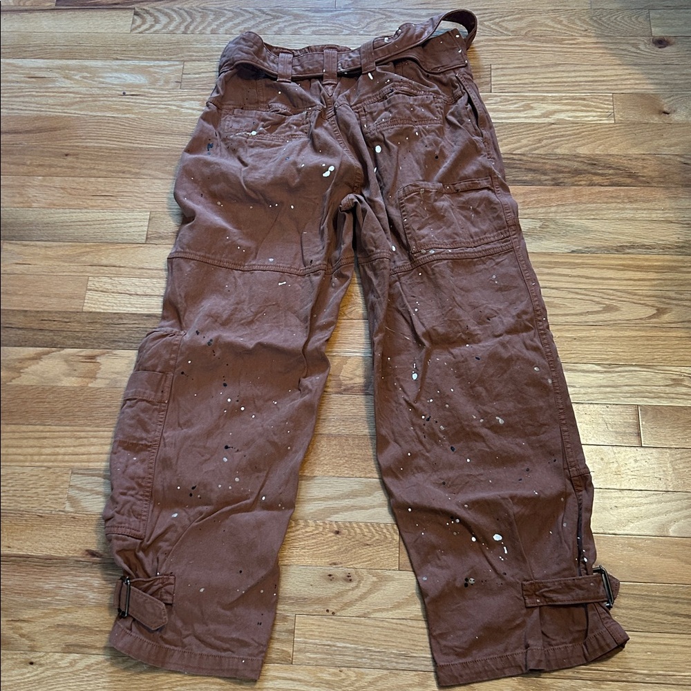 Free People Painter Pants. Cargo style. Size 2. Copper color (pretty penny) - Picture 6 of 8